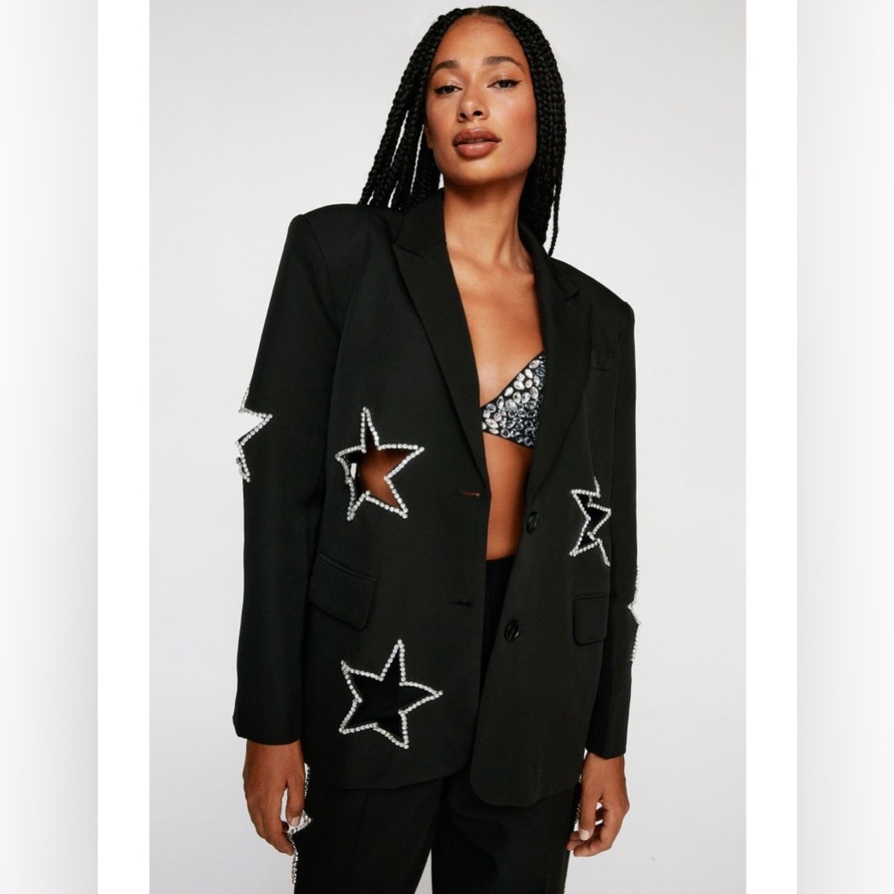Nasty Gal Black Star Cutout Blazer